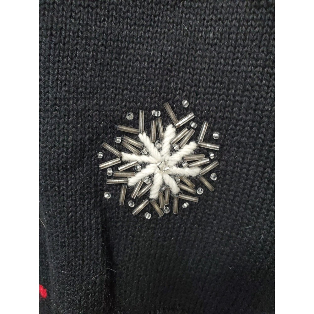 Susan Bristol Ramie/Cotton Scottie Dog Wreath Snowflake Christmas Sweater Sz XL - Picture 2 of 9